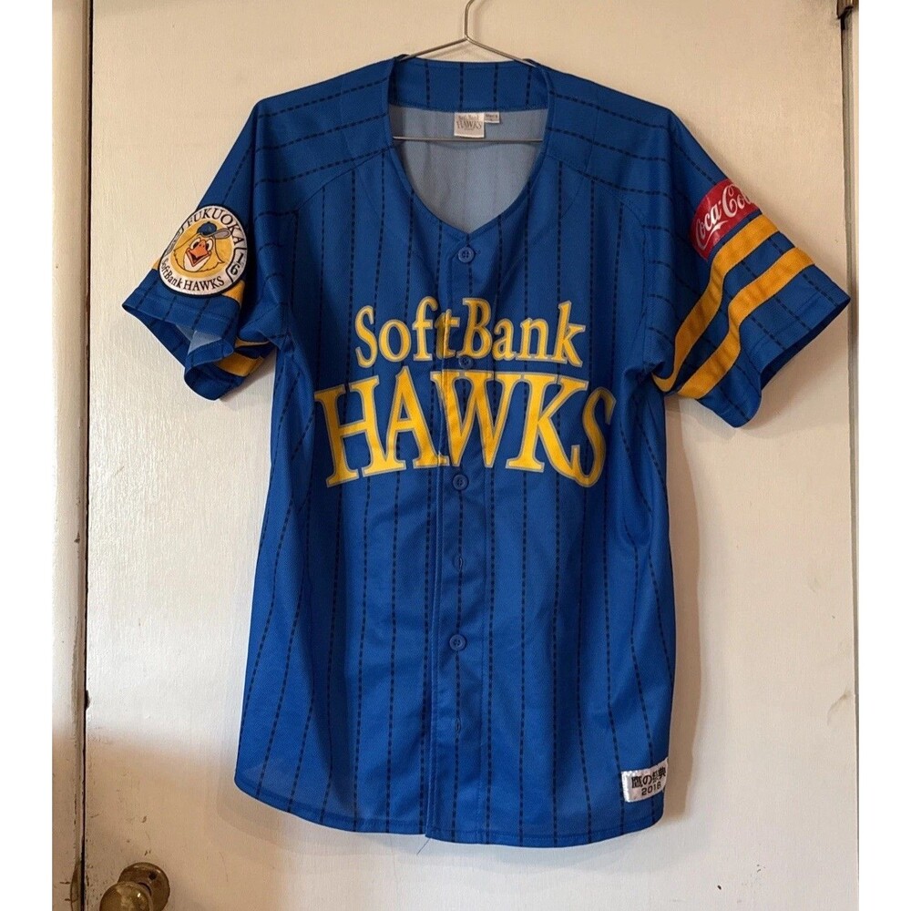 Retro NPB Japan Softbank Fukuoka Hawks Replica Baseball Jersey 2016 Blue Large